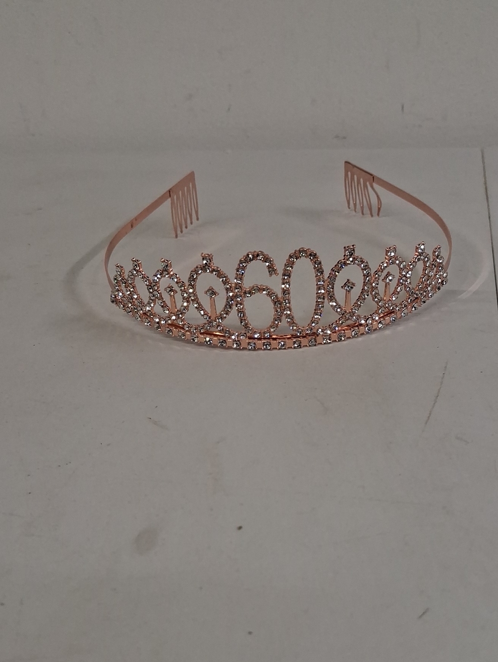Rose Gold Rhinestone '60' Tiara Headband